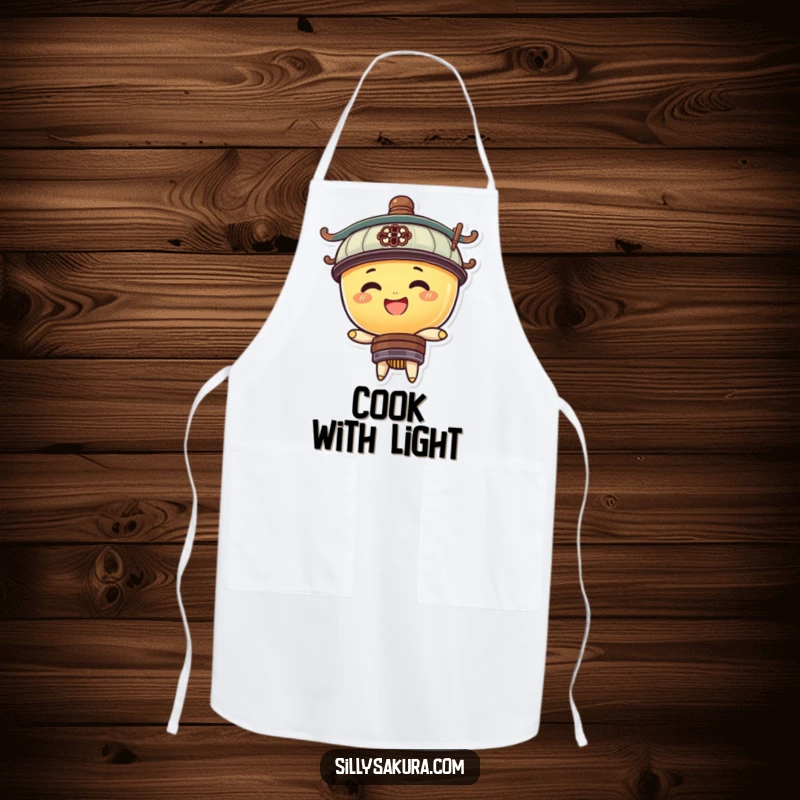 Funny apron design with a cheerful lantern character bobbing up and down, perfect for keeping clothes clean with a smile.