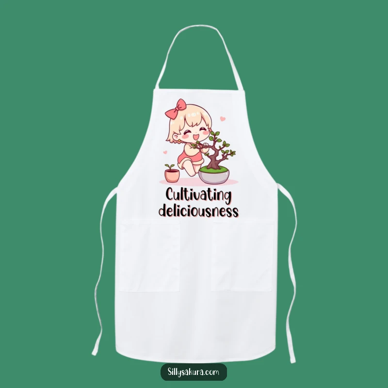 Funny Kawaii Bonsai Apron: Garden with a Smile with Cute Character's Nurturing Touch