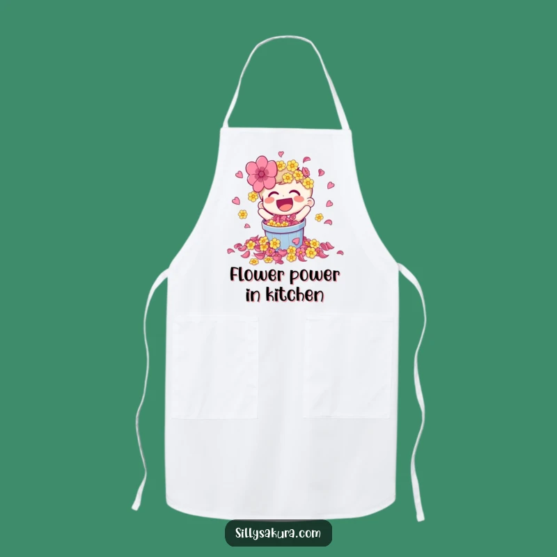 Funny Laughing Petal Spill Character Apron - Vibrant Kitchen Fun