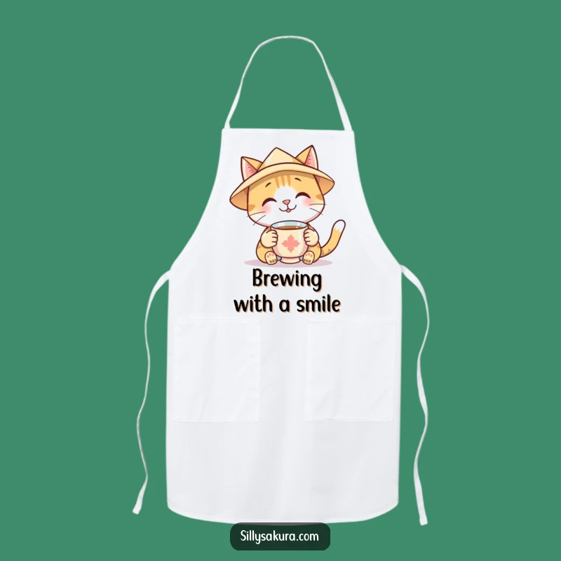 Funny Cat Tea Apron: Serve Up Smiles, Hilarious Gift for Bakers