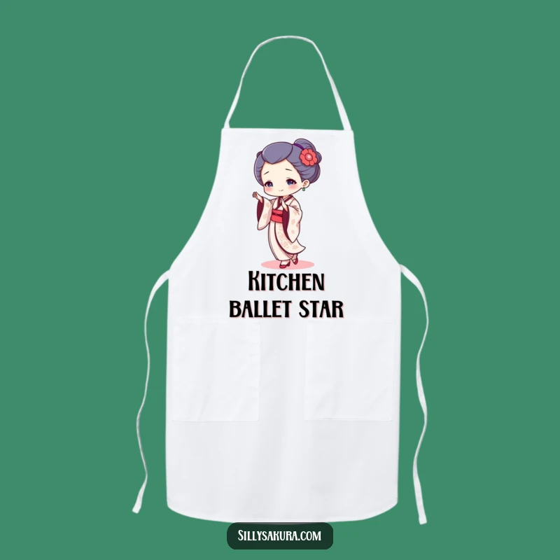 Funny Geisha Dancer Apron: Tiny Character's Graceful Moves for a Stylish Kitchen!
