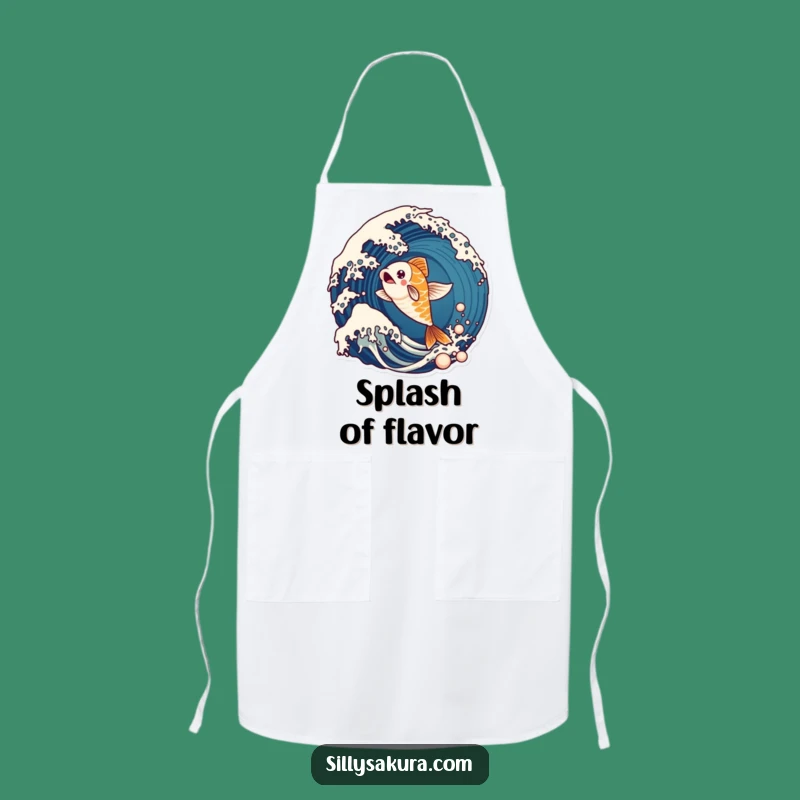 Funny Koi Fish Wave Apron: Energetic Kitchen Water Wear