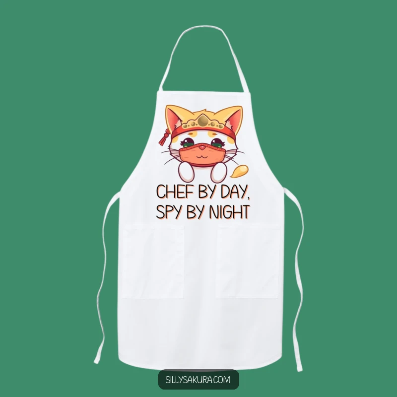 Funny Peeking Cat Mask Apron: Kitchen Feline Fun - Quirky Funny Gift Chef