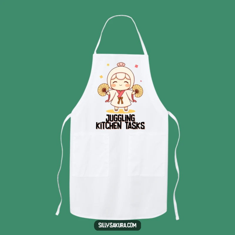 Funny Kokeshi Doll Apron: Juggling Chef's Wear, Delightful Funny Gift