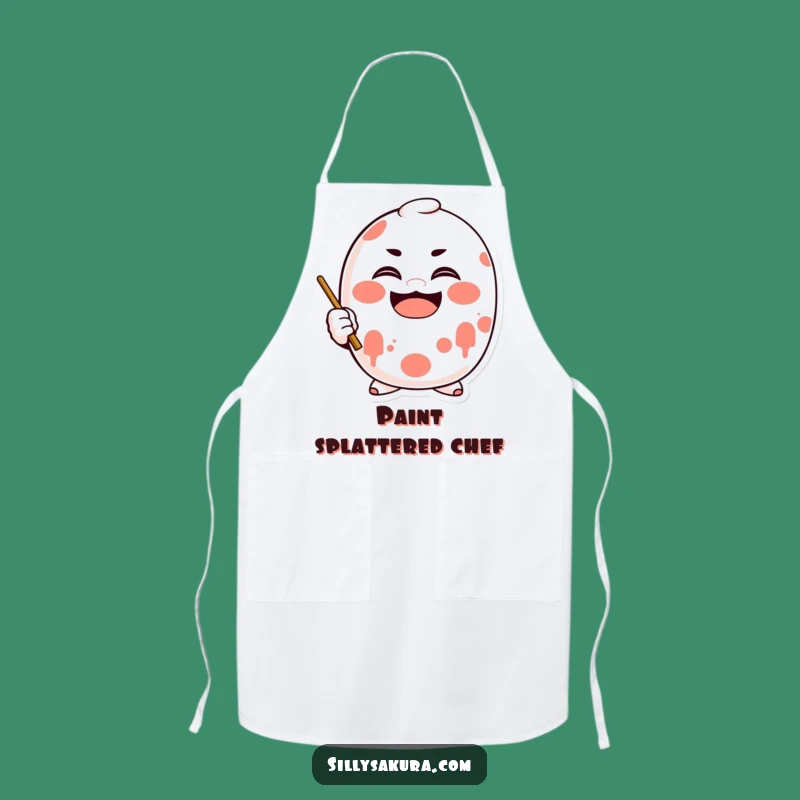 Funny Daruma Smile Apron: Cheerful Painter Doll Kitchen Gift