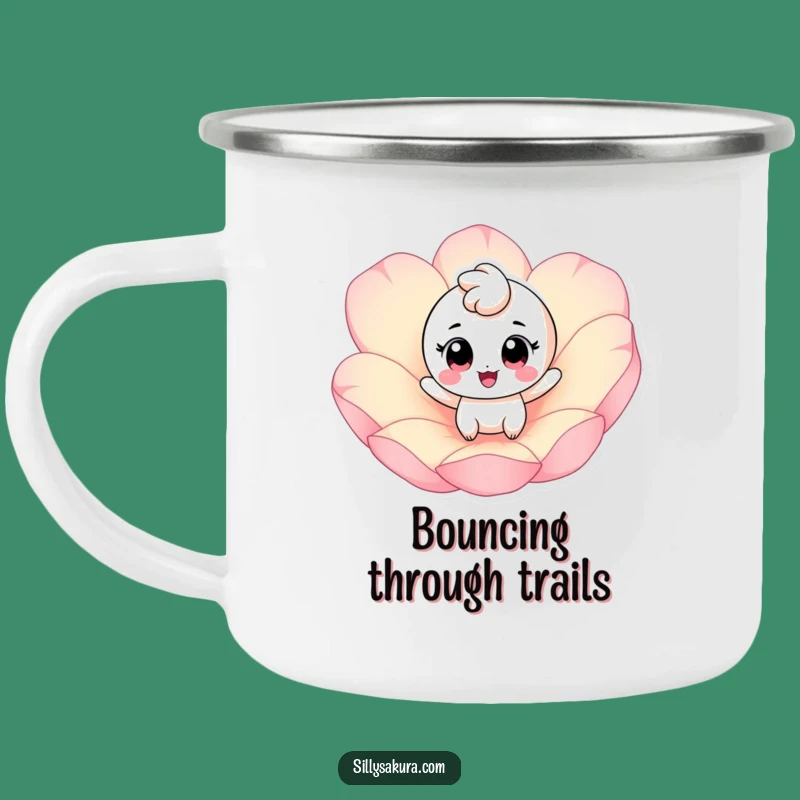 Funny Bouncing Petal Character Camping Mug - Durable & Joyful