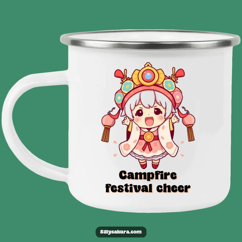 Funny Festival Kawaii Camping Mug - Festive Character for Outdoor Celebrations