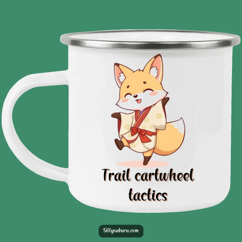 Funny Fox Kimono Cartwheel Camping Mug - Outdoor Adventure Playful Gift