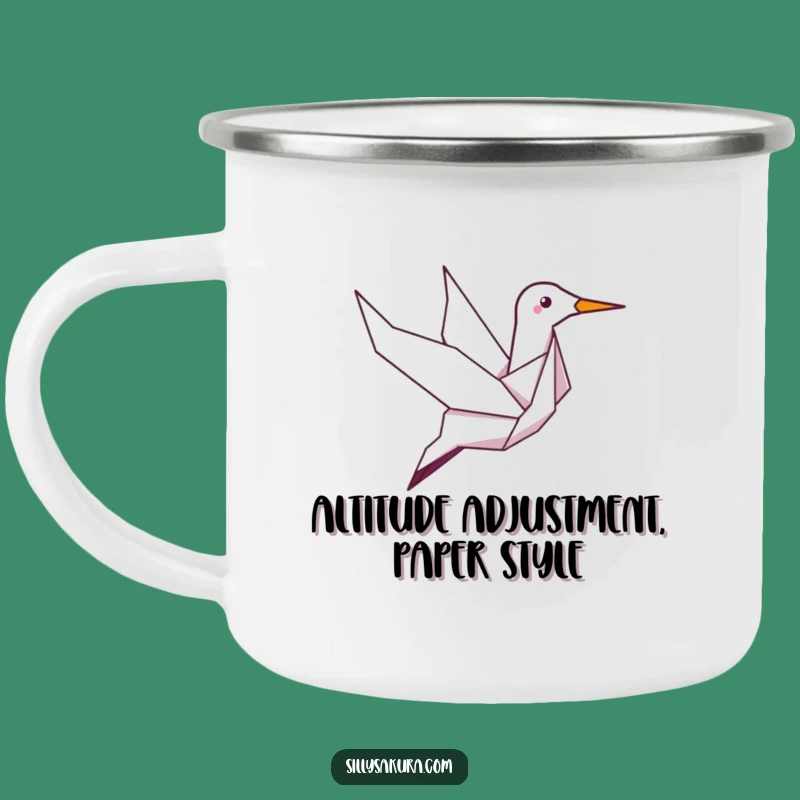 Funny Giggle Crane Camp Mug: Adventure-Ready Humor from an Origami Bird