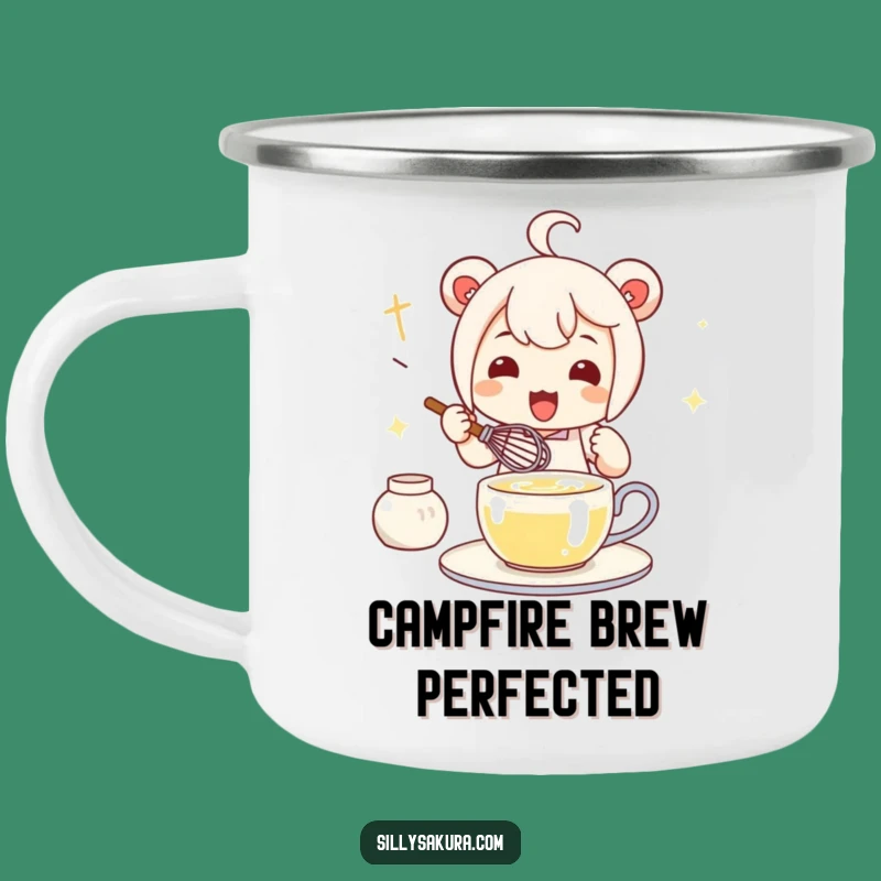 Funny Kawaii Tea Whisk Camping Mug - Character for Outdoor Tea Moments