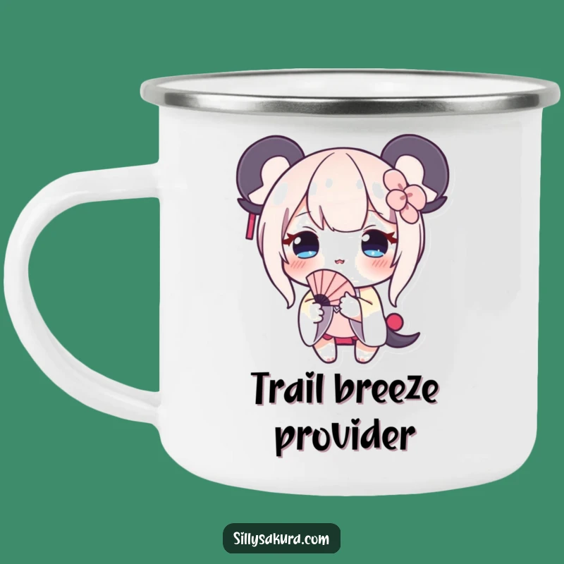 Funny Shy Character Camping Mug: Adorable Blushing Fan Enamel Cup, Great Humorous Gift