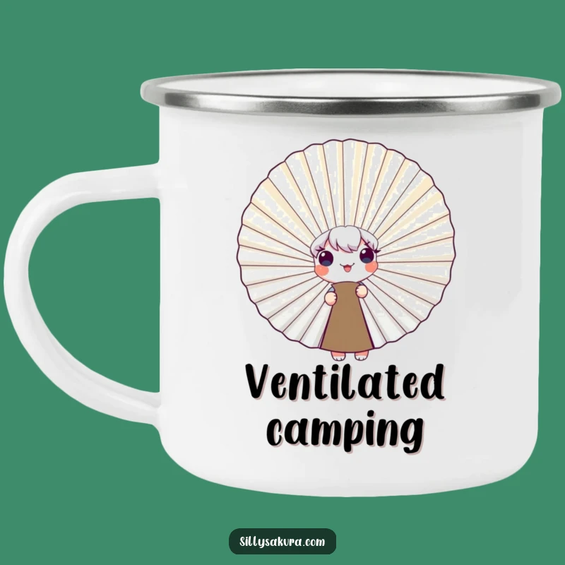 Funny Peeking Fan Character Camping Mug - Adorable Outdoor Companion