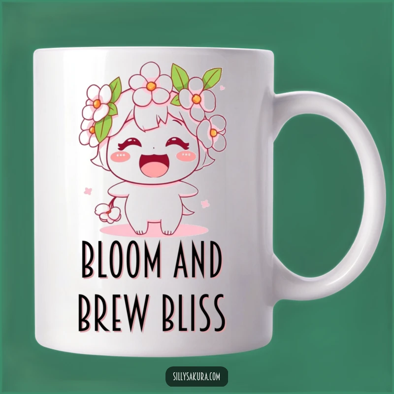 Funny Cherry Blossom Mug: Smiling Flower Character Gift for Blossom Lovers
