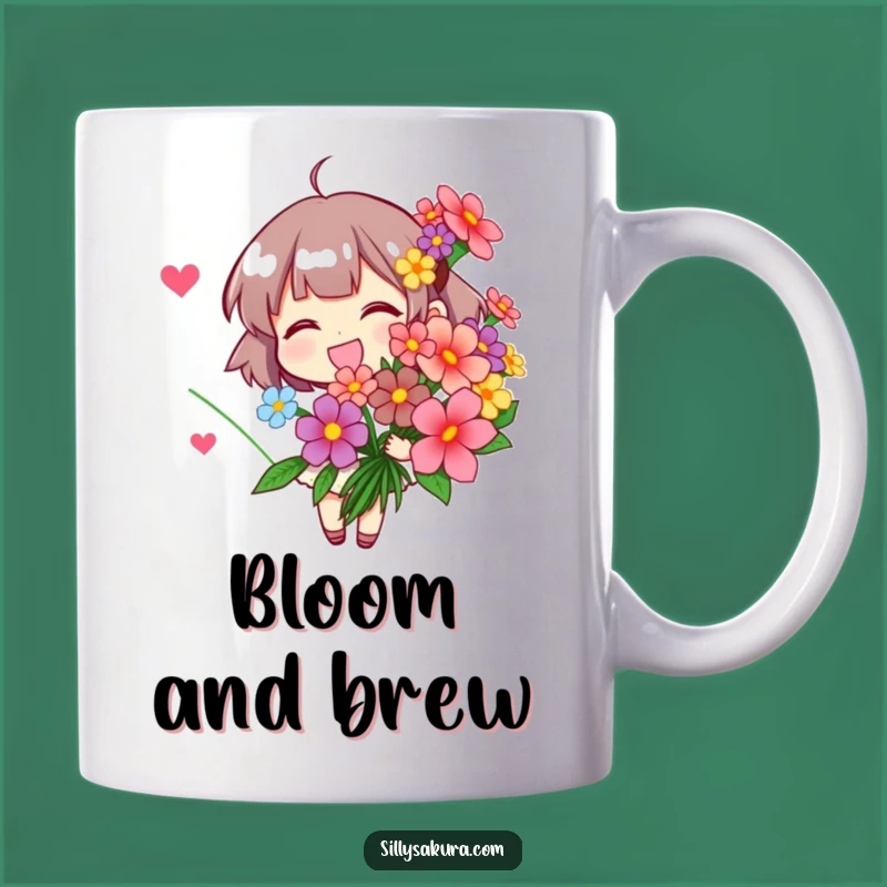 Funny Flower Bouquet Mug: Cheerful Character Gift! Brighten Your Mornings.
