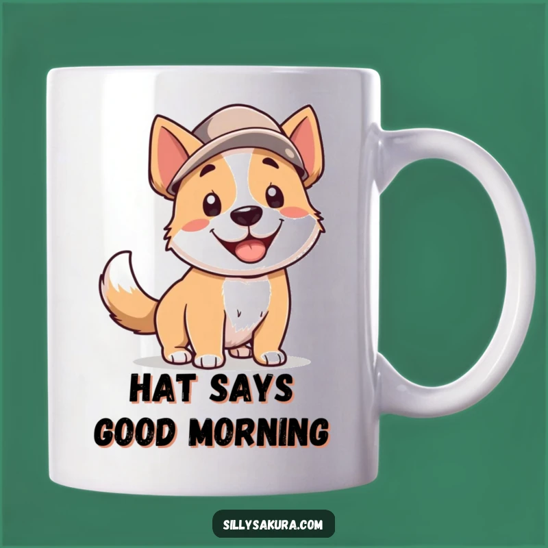 Funny Dog Hat Mug: A Smiling Pup's Joyful Tail Wagging Gift Idea