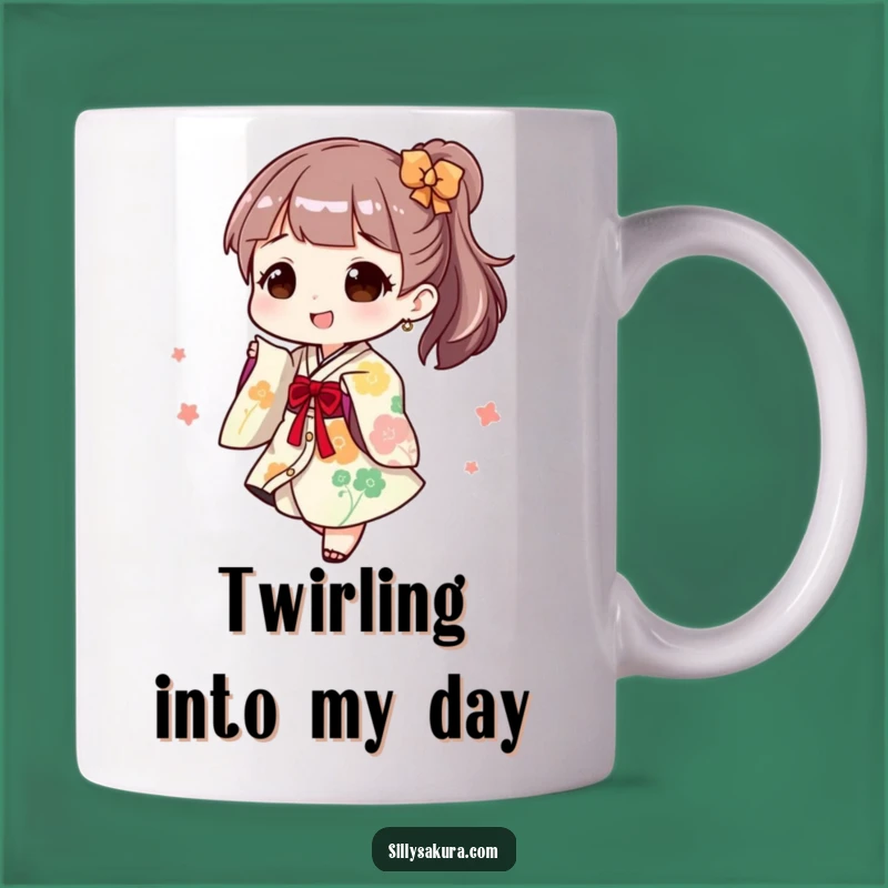 Funny Kimono Mug: Joyful Twirl Design, Perfect Celebration Funny Gift