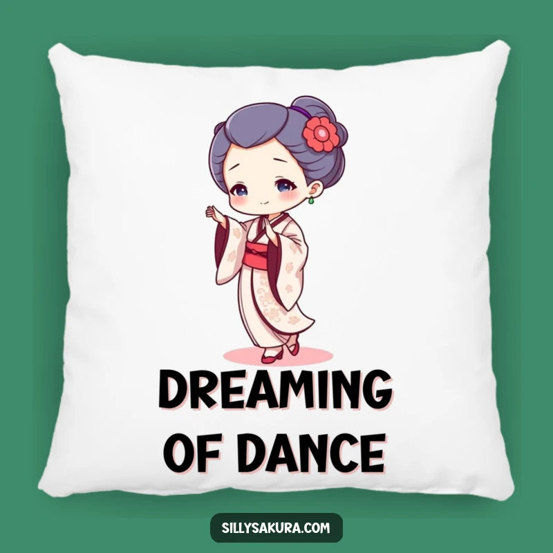 Cozy Funny Geisha Dancer Pillow: Tiny Character's Graceful Dance Adds Humor!