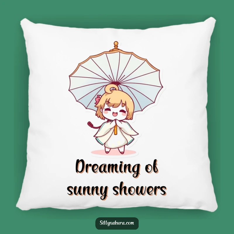 Funny Kawaii Umbrella Twirl Pillow - Cozy & Joyful Character Accent