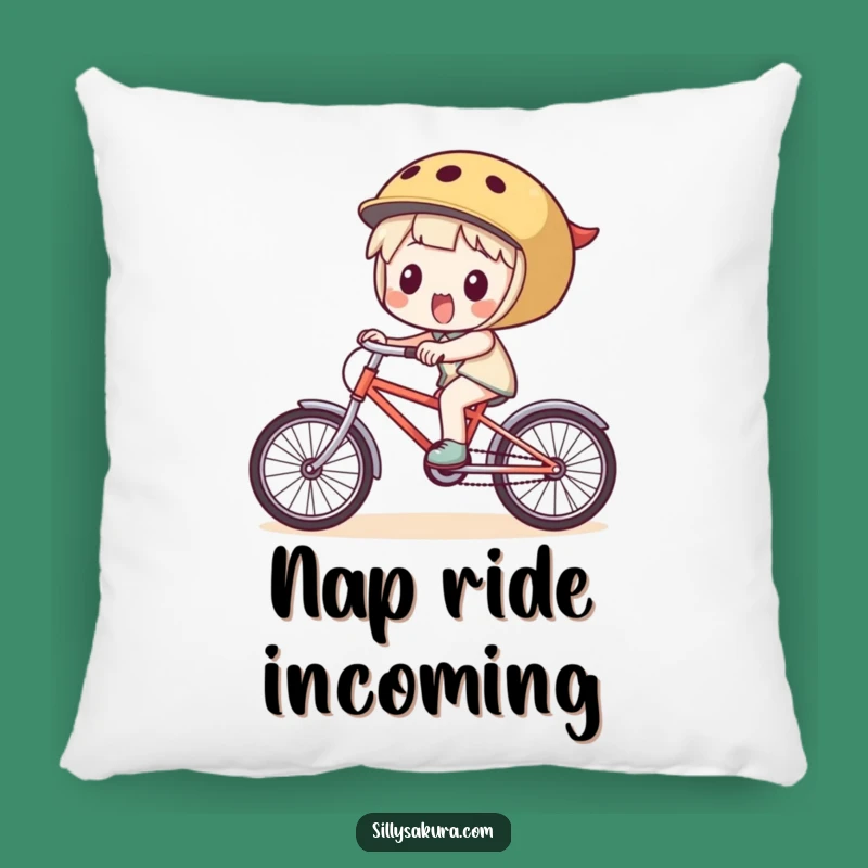 Funny Accent Pillow: Character's Bike Ride Comfort, A Cozy and Hilarious Gift
