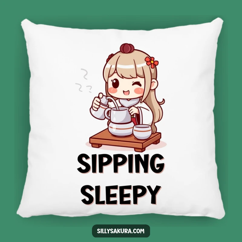 Funny Tea Ceremony Pillow: Cozy Accent & Humorous Serenity