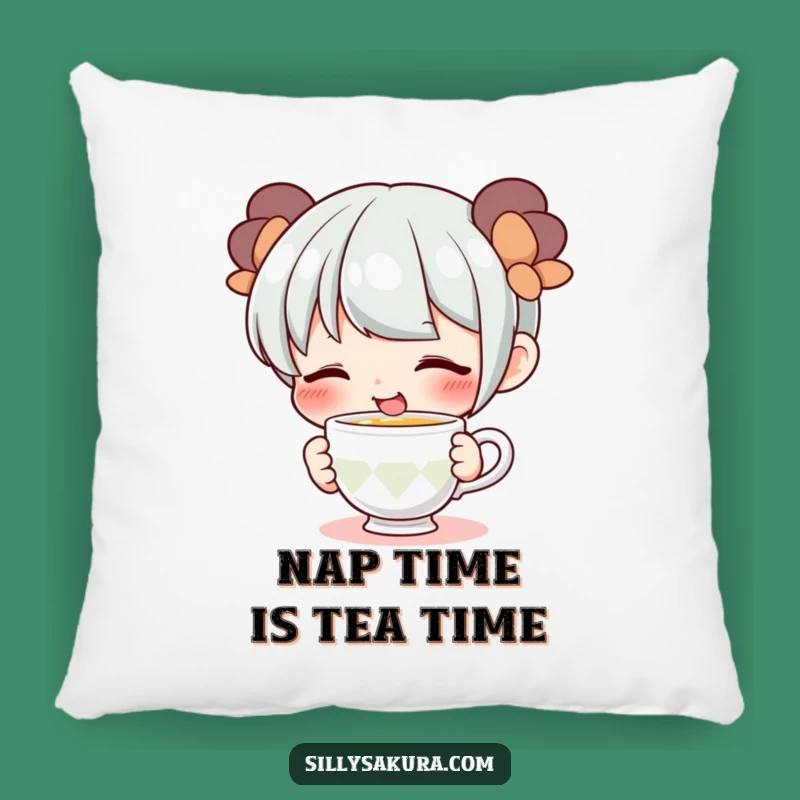 Funny Teacup Sipping Character Pillow - Cozy & Cute Decor Gift
