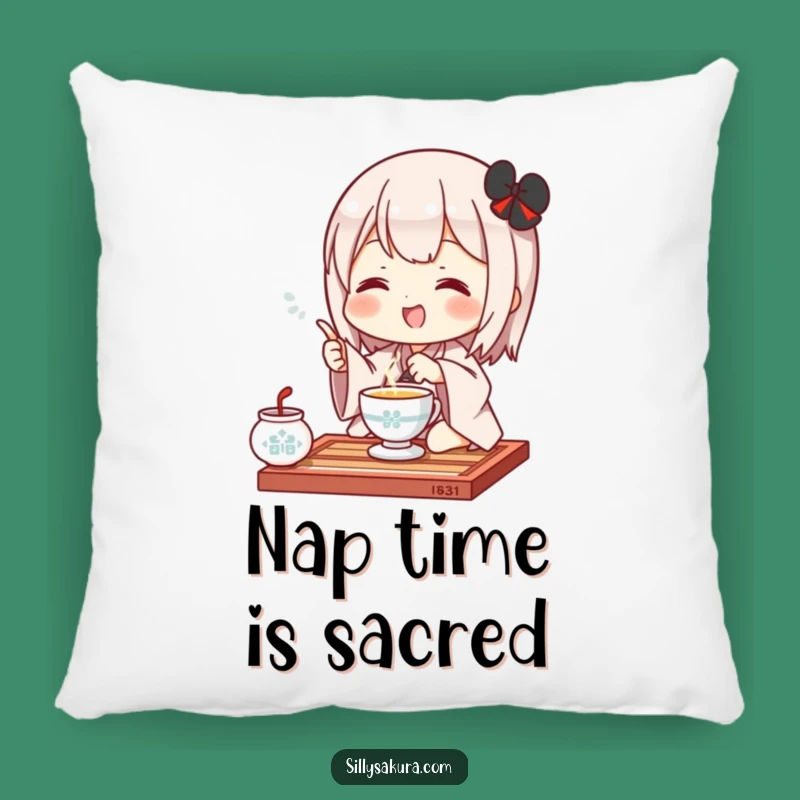 Cozy Funny Kawaii Tea Ceremony Pillow: Cuddle Up with a Cute Character's Happy Gesture