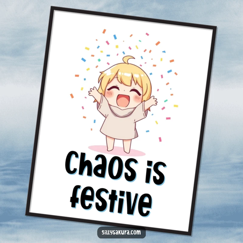 Funny Digital Art: A vibrant illustration of a character gleefully tossing a spectacular amount of colorful confetti.