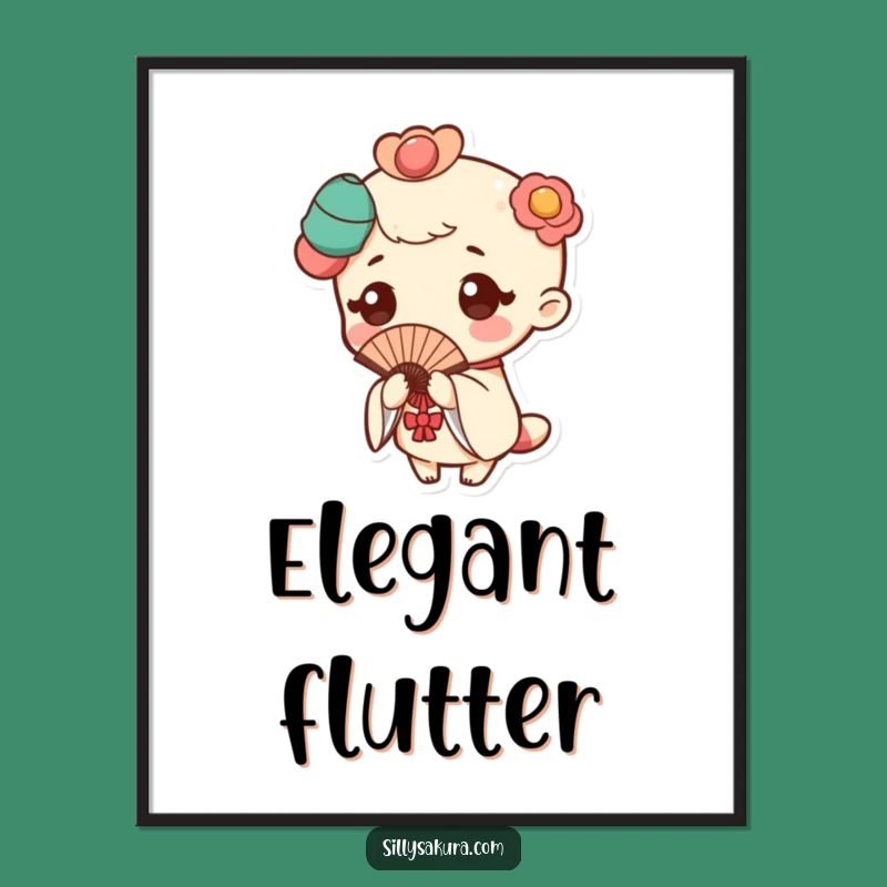Funny Kawaii Fan Pose Digital Art: Instant Elegance & Humor