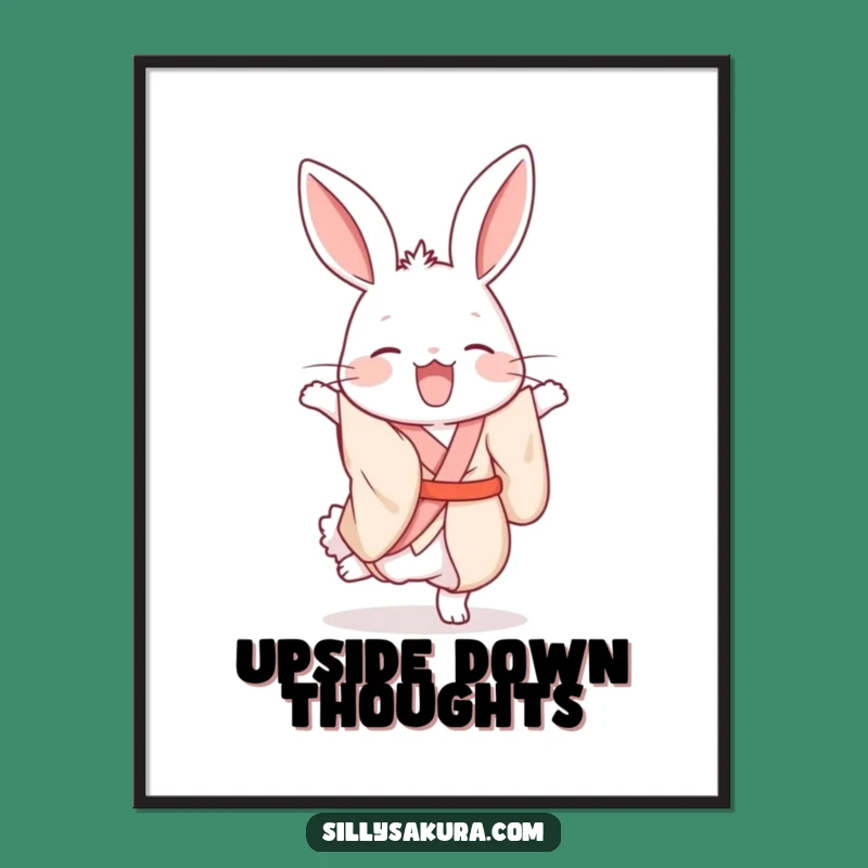 Funny Rabbit Kimono Digital Art: Hilarious Acrobat Print for Walls
