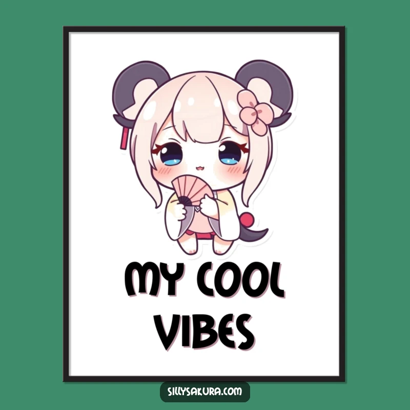 Funny Shy Character Digital Art: Blushing Fan Print, Perfect Humorous Gift Decor