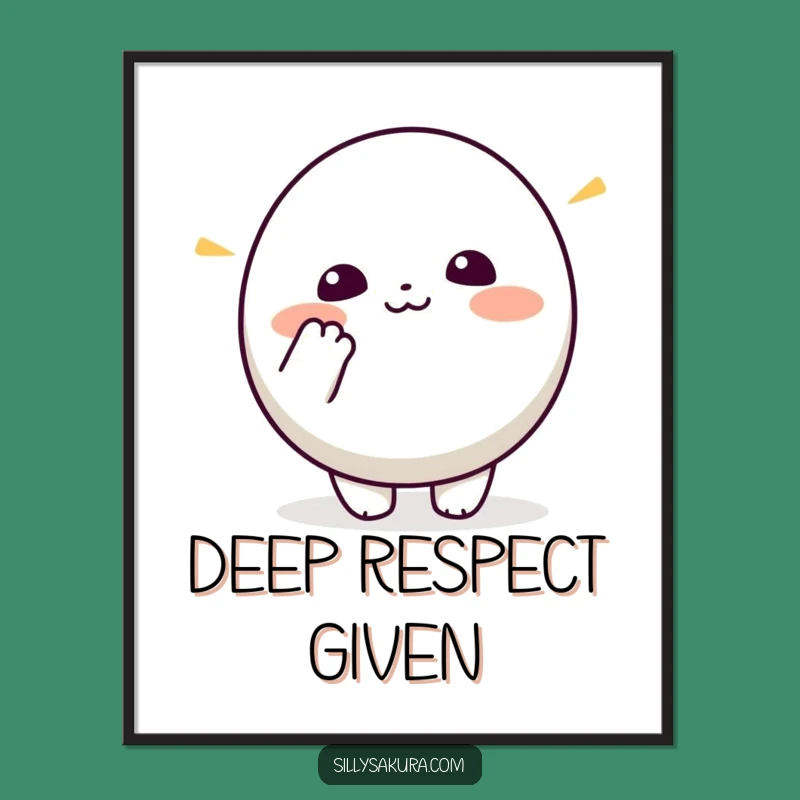 Printable Funny Kawaii Bowing Art: Cute Character's Greeting for Instant Decor