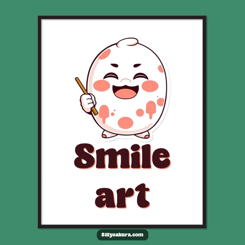 Funny Daruma Smile Digital Art Print: Motivational Doll Decor