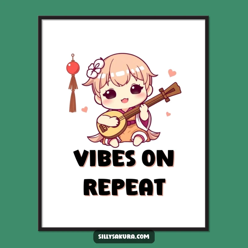 Printable Funny Kawaii Musician Art: Cute Character's Happy Melody for Instant Decor