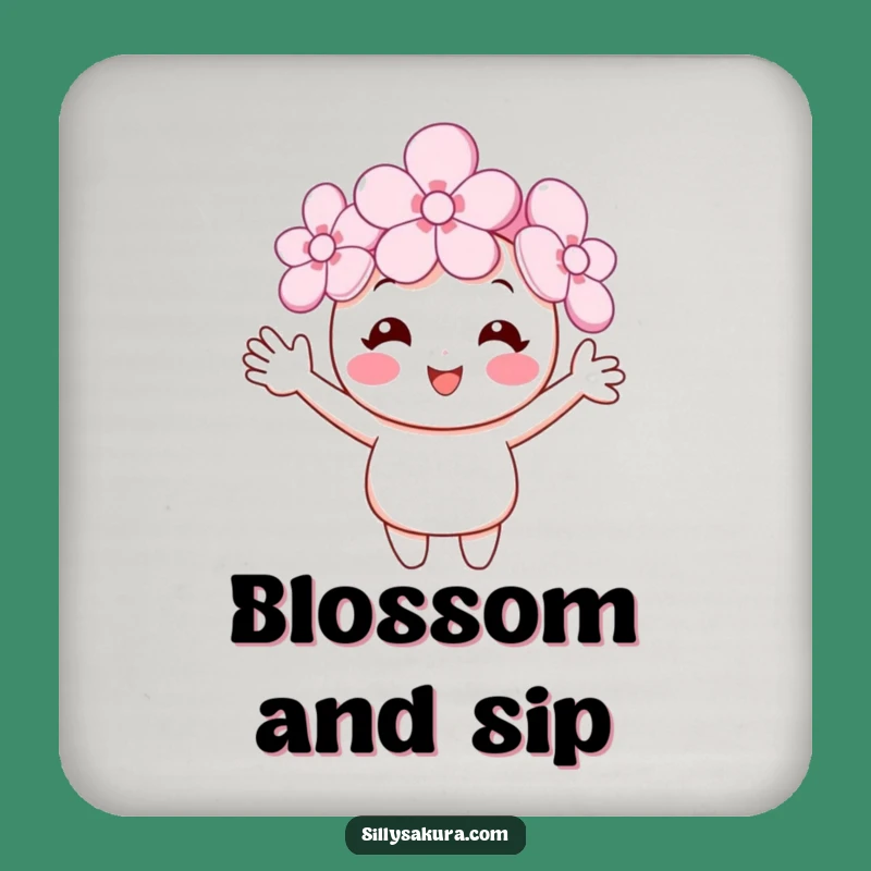 Funny Cherry Blossom Coasters - Protect Surfaces with Floral Humor!