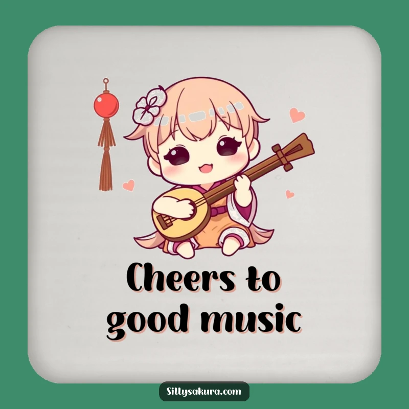 Funny Kawaii Musician Coaster Set: Protect Surfaces with Cute Character's Happy Tune