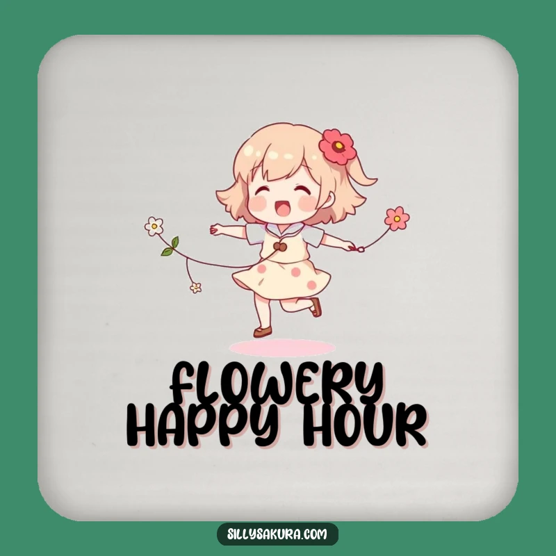 Funny Skipping Character Coasters: Protect Surfaces with Floral Style
