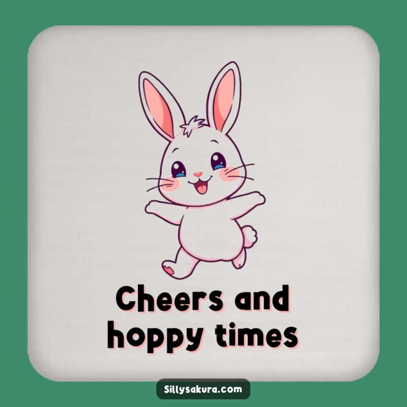 Funny Cheerful Rabbit Drink Coaster: Protect Surfaces with Joyful Humor