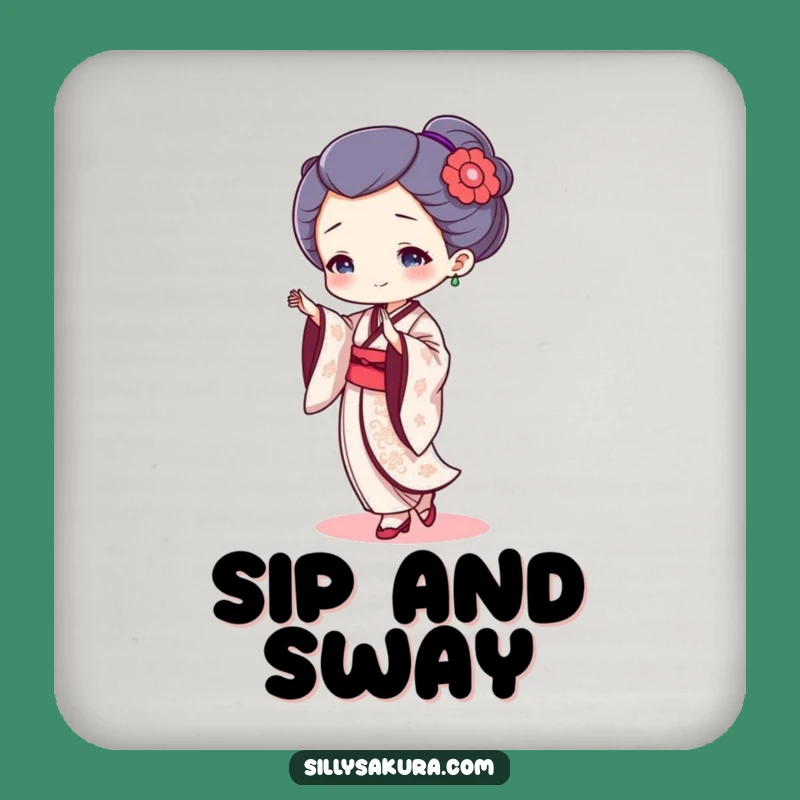 Funny Geisha Dancer Coaster: Tiny Character's Graceful Dance Protects Your Surfaces!