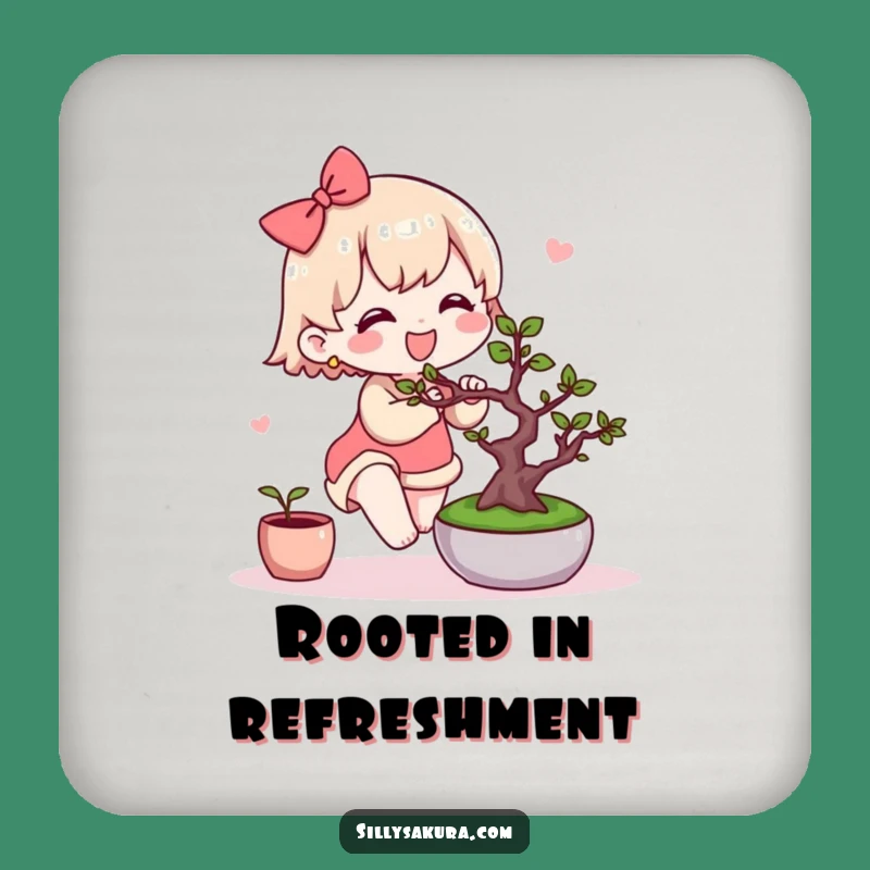 Funny Kawaii Bonsai Coaster Set: Protect Surfaces with Cute Gardener's Gentle Touch