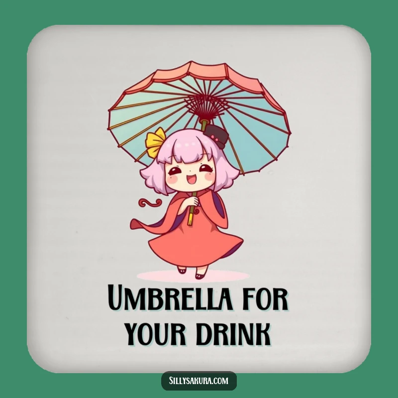 Funny Kawaii Umbrella Twirling Coaster Set: Protect Surfaces with Joy, Gift