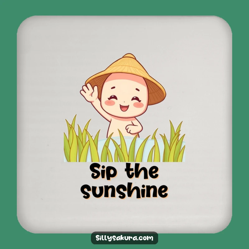 Funny Rice Paddy Character Coaster - Cheerful Table Protection