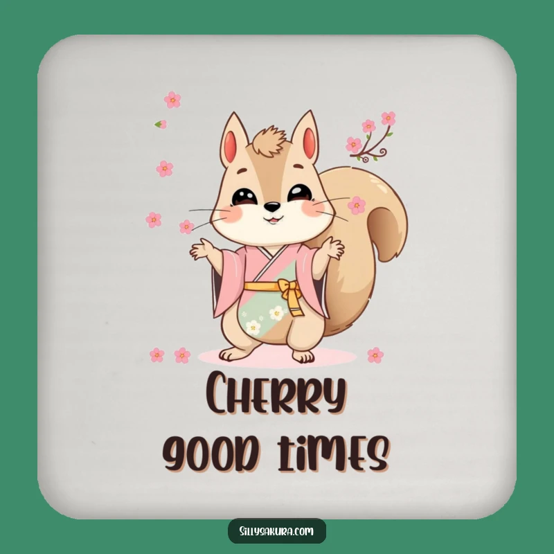 Funny Squirrel Kimono Coaster Set - Juggling Blossoms Table Protector Gift