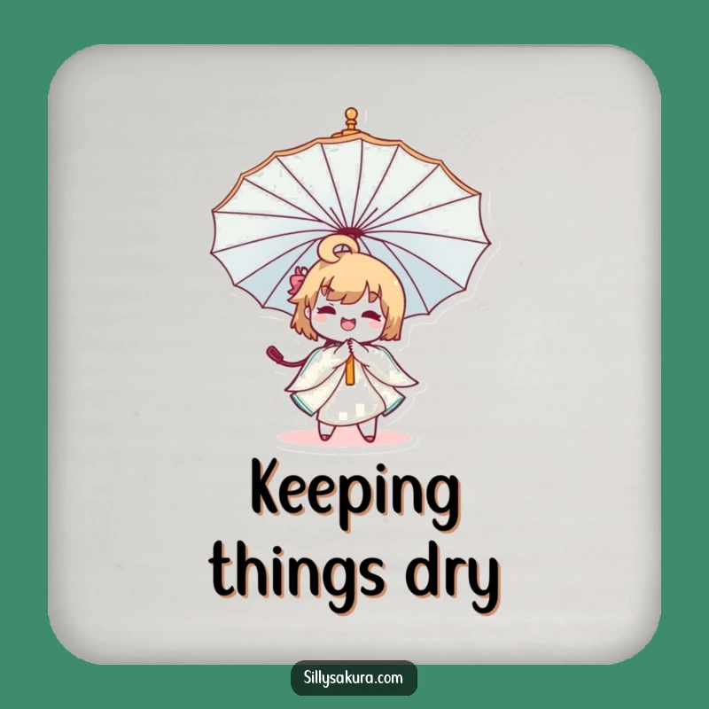 Funny Kawaii Umbrella Twirl Drink Coaster - Joyful Character Protection for Surfaces