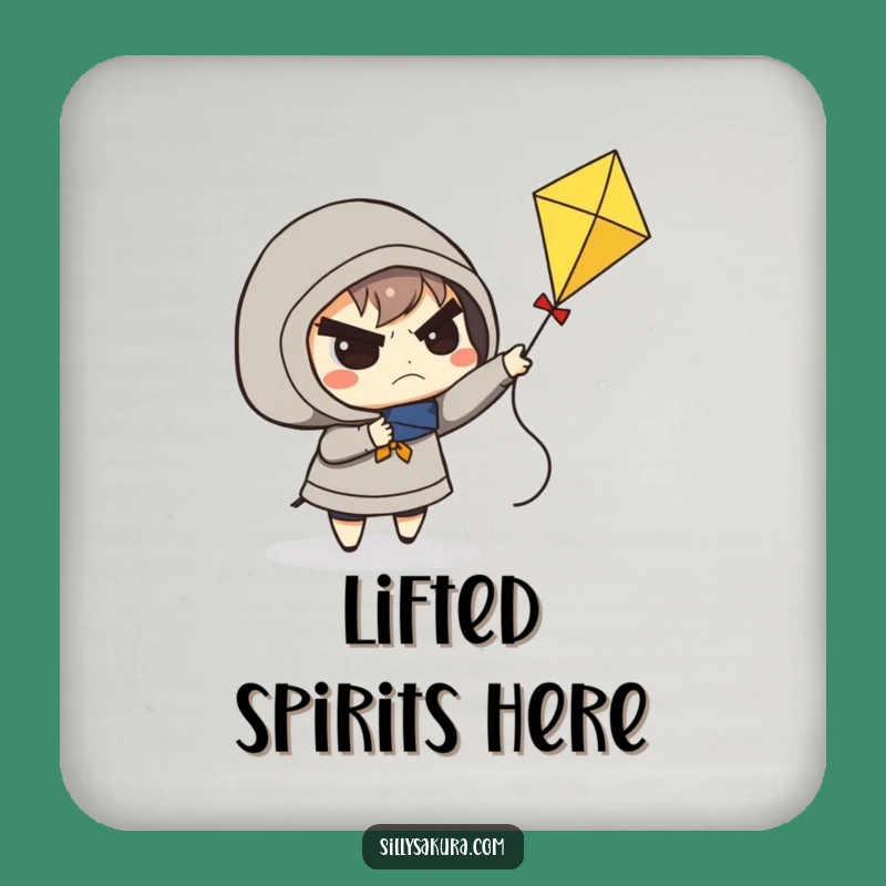 Funny Determined Kite Flyer Coaster: Protect Surfaces with Humor