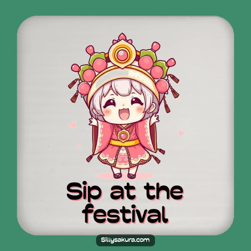 Funny Festival Kawaii Coaster Set: Protect Surfaces with Festive Style, Great Gift