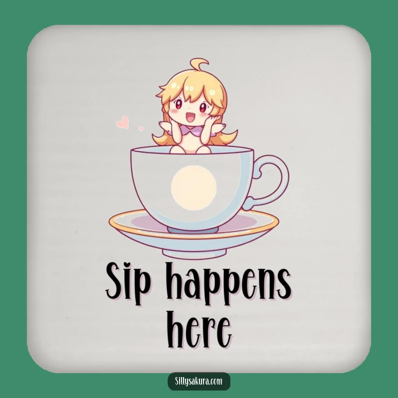 Funny Whimsical Tea Cup Rider Coaster Set - Magical Protection for Your Table