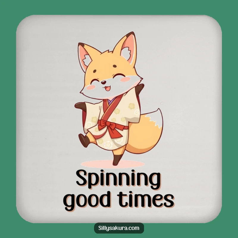 Funny Fox Kimono Cartwheel Coaster Set - Playful Table Protector Gift