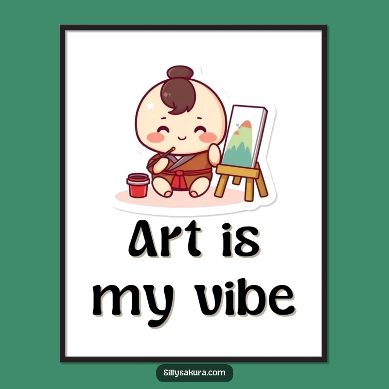 Funny Kawaii Painter Poster: Inspiring Art for Your Space, Great Gift