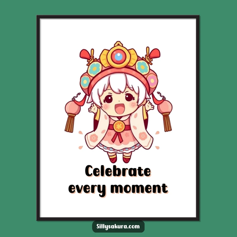 Funny Festival Kawaii Poster - Character in Elaborate Attire Art