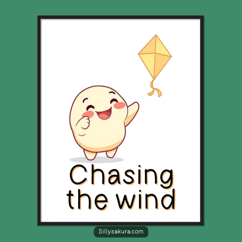 Funny Kite Pointing Character Poster - Whimsical Wall Art